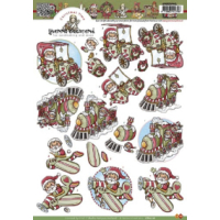 Pakket voor 6 3D kaarten met thema kerst 3